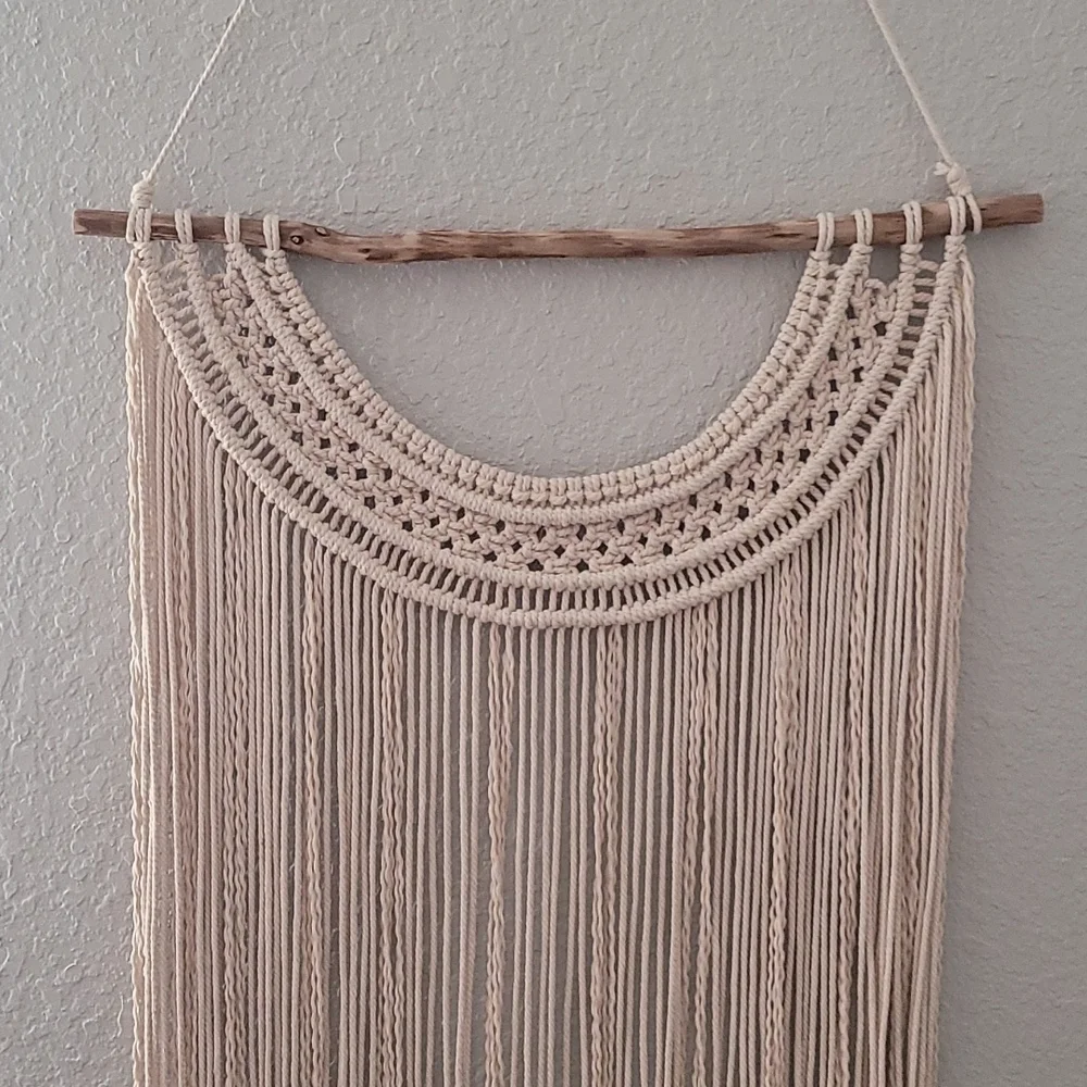 Handcrafted Macrame Wall Hanging Real Oak Natural Boho Catcher and Cord OS